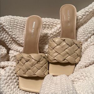 Marc Fisher Cream Woven Mules